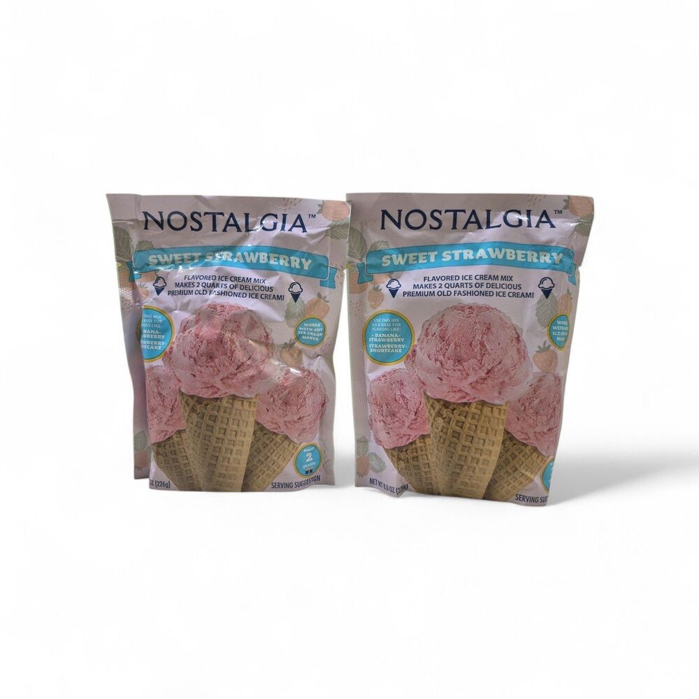 Nostalgia Strawberry Ice Cream Mix 8 Oz. Lot of 2